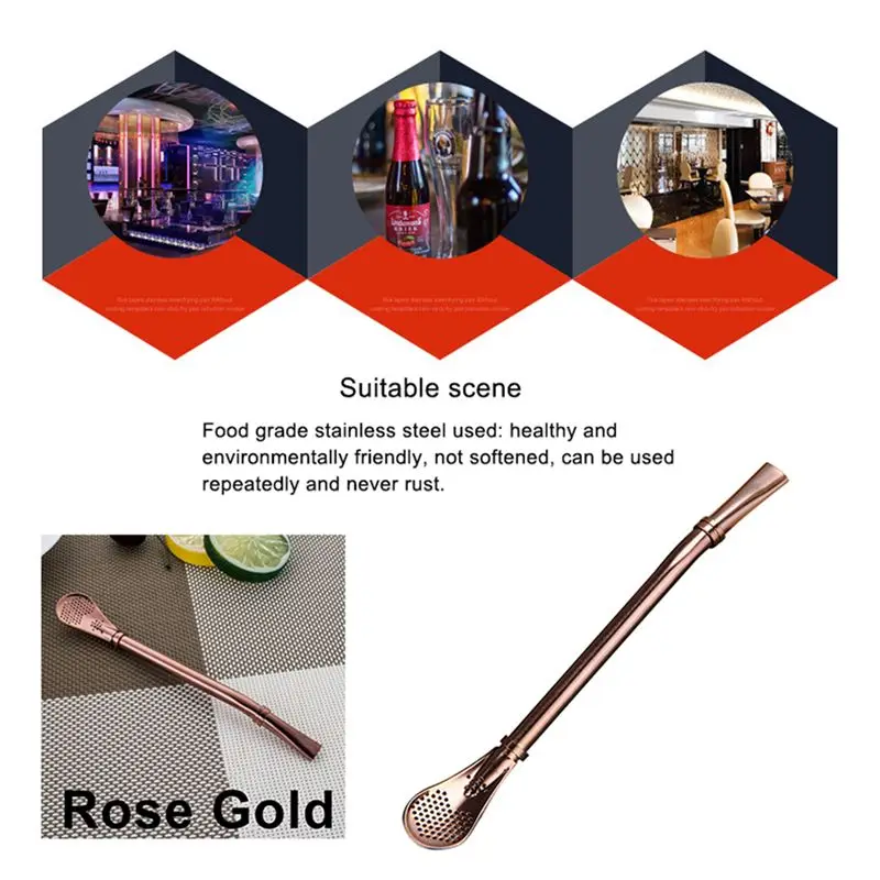 Розовое золото 304 нержавеющая сталь фильтр соломенная ложка стремя Нескользящая