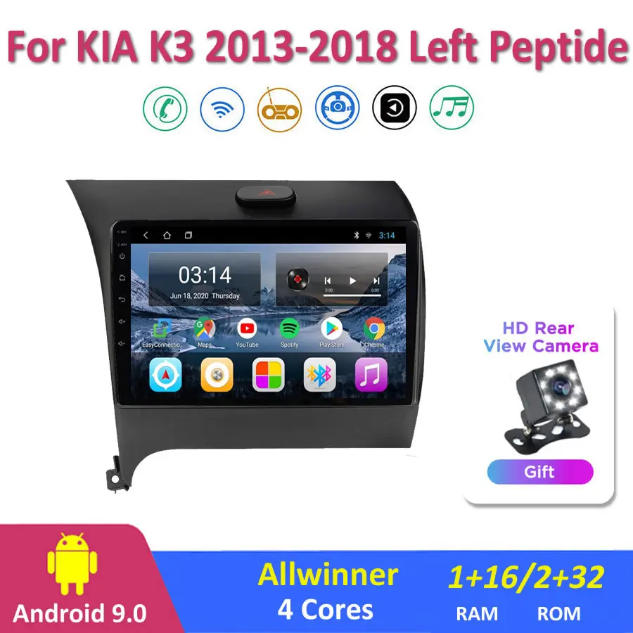 9 ''IPS Android 0 автомобильное радио Мультимедиа KIA K3 2013 2018 левое пептидное GPS
