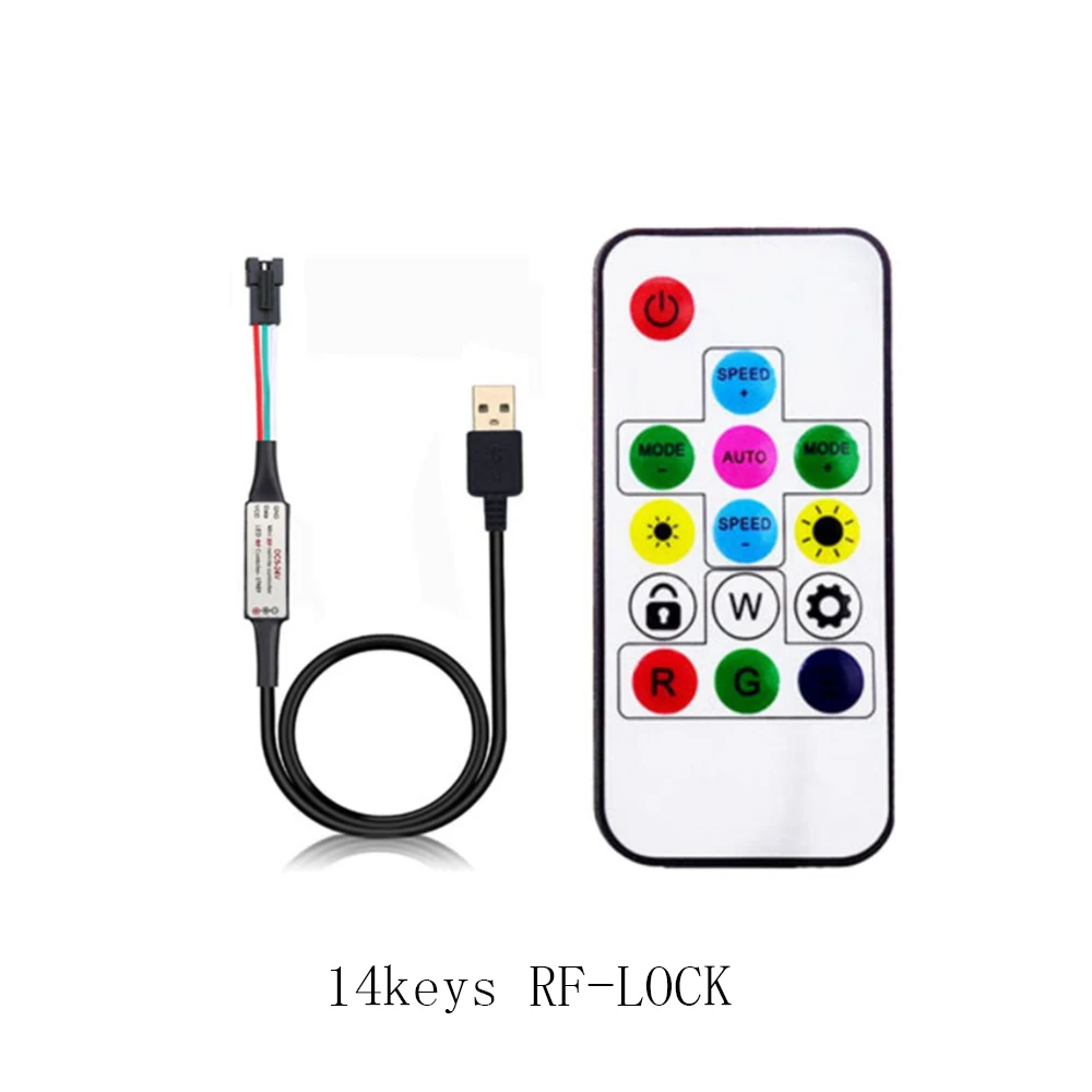 USB Светодиодная лента RGB WS2812 WS2812B Пиксельная Адресуемая 14 клавиш пульт