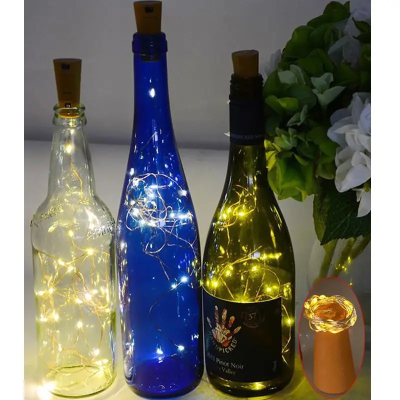 2 м 20LED водонепроницаемый Заглушка для бутылки струнный светильник серебряная