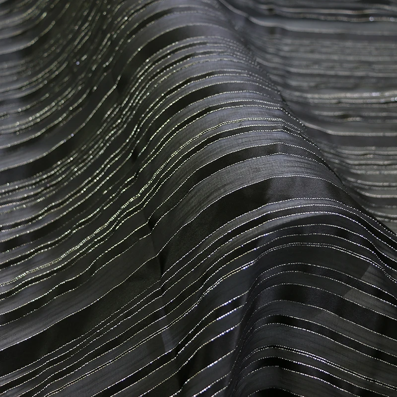 50 см * 140 черная жаккардовая пряжа шелковая жоржет ткань Швейные платья для женщин