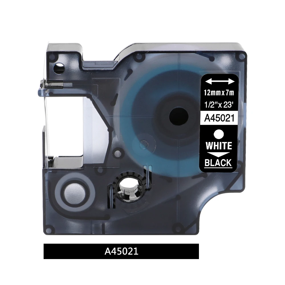 White on Black Labelife 1 шт Многоцветный 45013 совместимый с Dymo D1 менеджер 12 мм черный на белом фоне ленты с лейблом для этикетка Dymo менеджер 160 280 210 - Цвет: White on Black