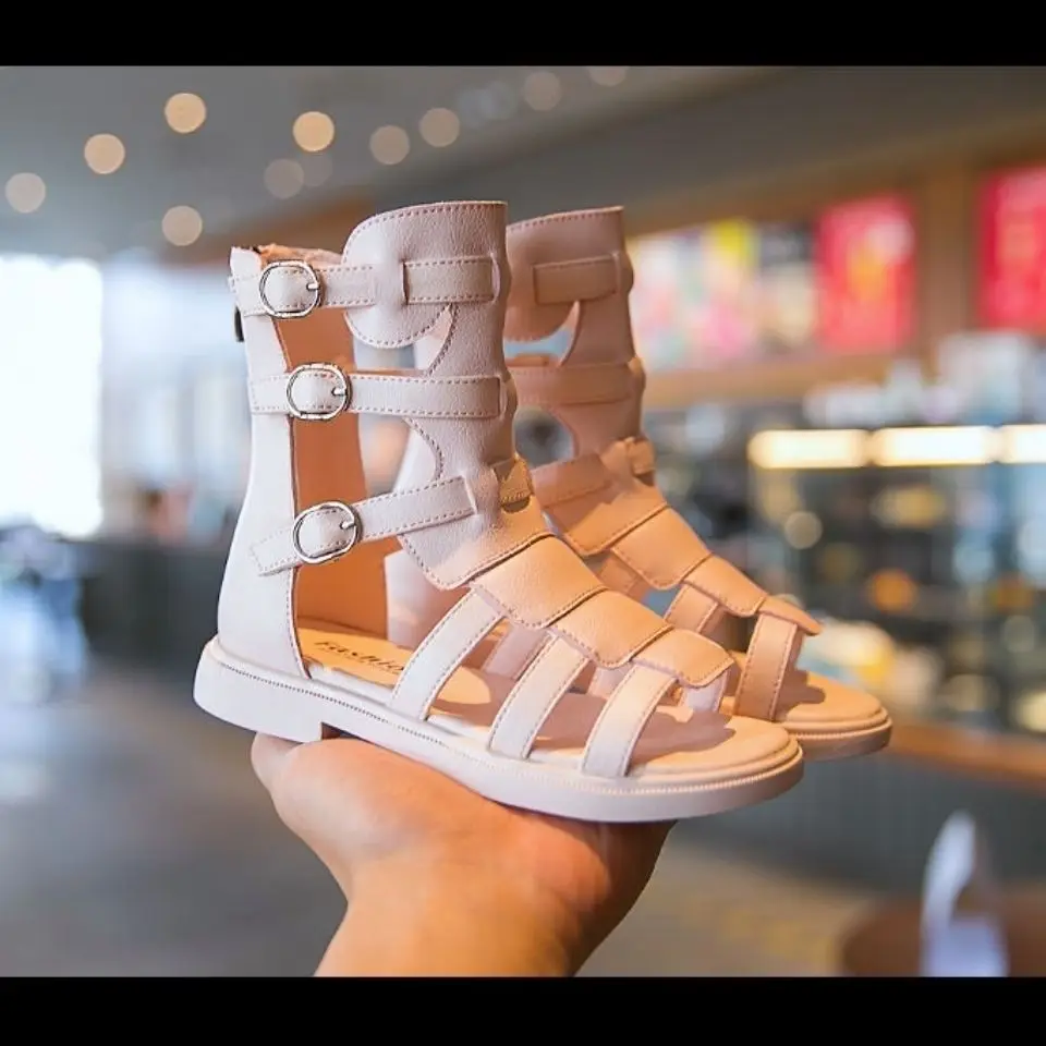 

Girls Roman British Style 2021 Summer New Fashion Children Shoes Princess Big Kids Sandals Short Boots Hollow Out
