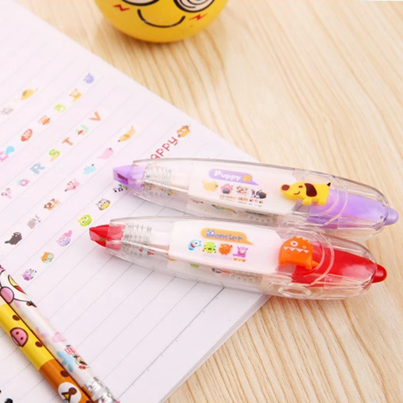1Pcs Lace Correction Tape Animal Pattern Decorative &amp 15Pcs Colorful Zipper Mesh Pouches Rainbow Stripe Bag |