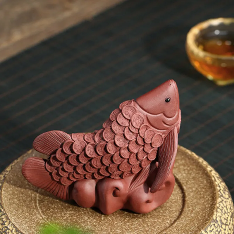 Новинка из фиолетовой глины благоприятный рыбы Чай Pet китайский чайный набор