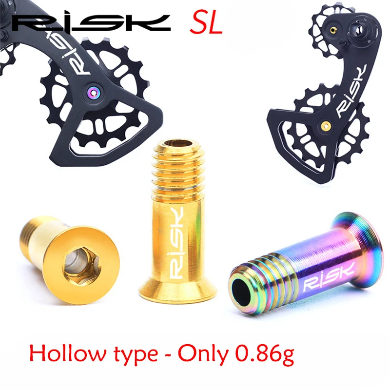 

RISK Ultralight Titanium Alloy Bicycle Rear Derailleur Jockey Wheel Bolts MTB Mountain Bike Guide Roller Fixed Screws M5x14.2mm