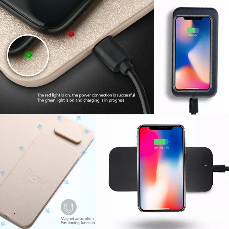 2in1 Qi Wireless Charger Mouse Pad Mat for iPhone X XR XS Max 8 Plus Samsung S10 S9 Note 9 Phone holder Charging stand | Мобильные