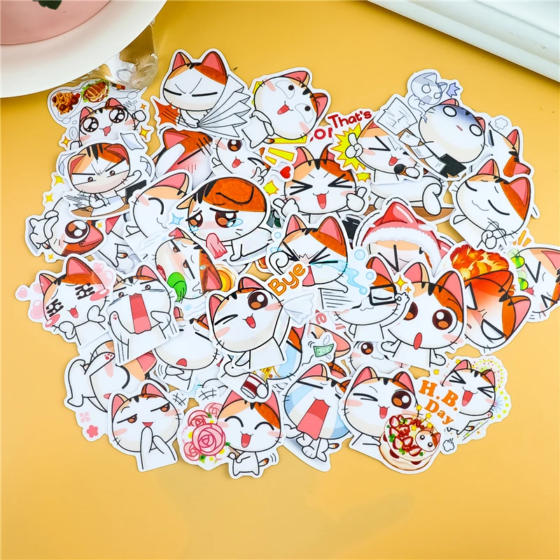 stickers 40pcs cute orange cat sticker for luggage skateboard phone laptop moto bicycle wall guitardiy scrapbooking waterproof free global shipping