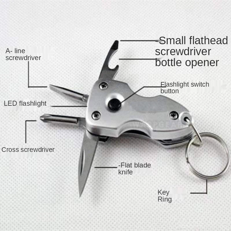 

Multifunctional Folding Knife Self-defense Knife Bottle Opener Portable Mini Pocket Knife EDC Combination Tool LED Light