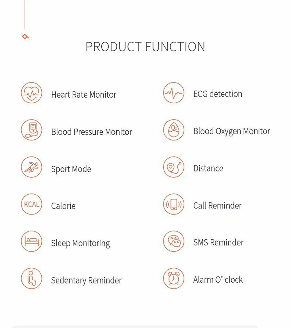 ECG PPG SPO2 Smart Watch with Electrocardiograph ECG Display Heart Rate Blood Pressure Monitor Waterproof Smartwatch Men Women