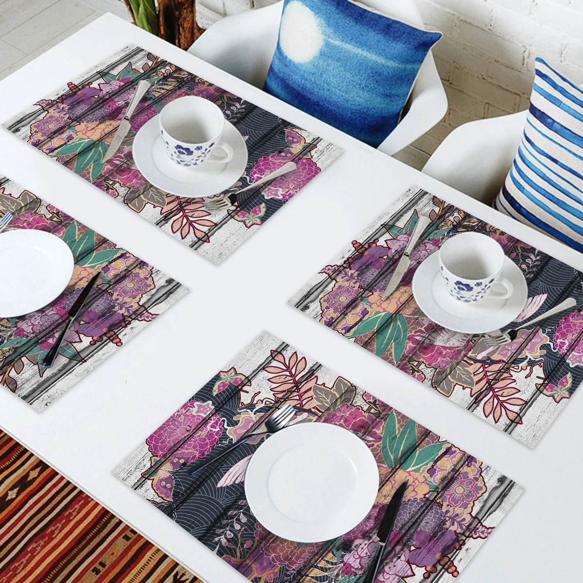 4/6 шт древесины весенний цветок кран Кухня набор столовых ковриков подкладок