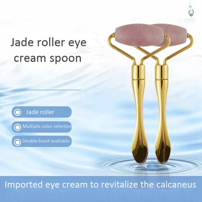 

Pink Crystal Jade Roller Face Lift Massage Roller Eye Cream Applicator Spatulas Facial Mask Spoon Finger Scraping Board