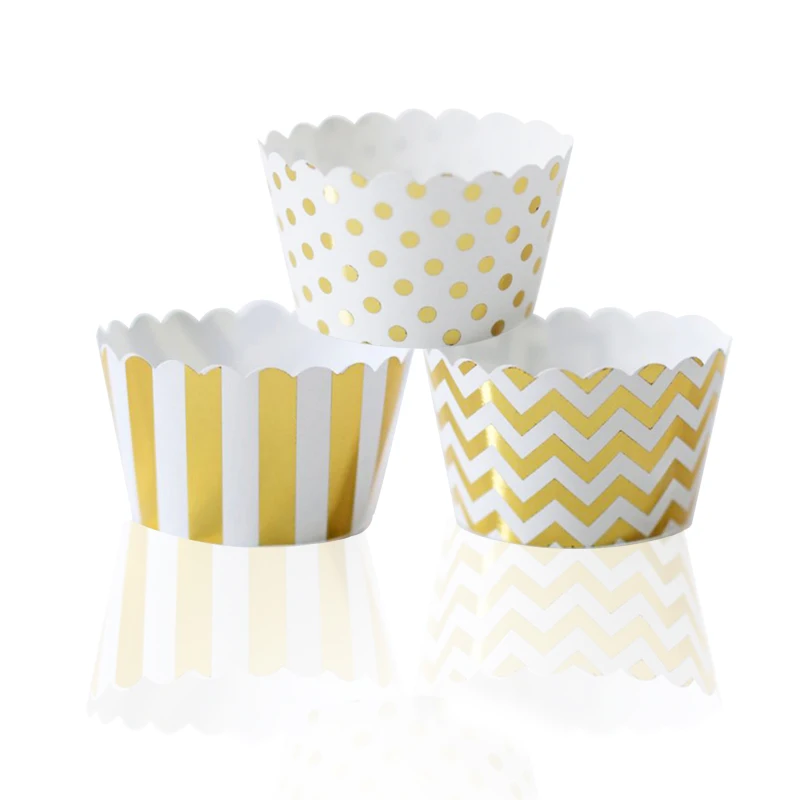 108 шт фольгированные обертки для кексов/Держатели металлические золотые
