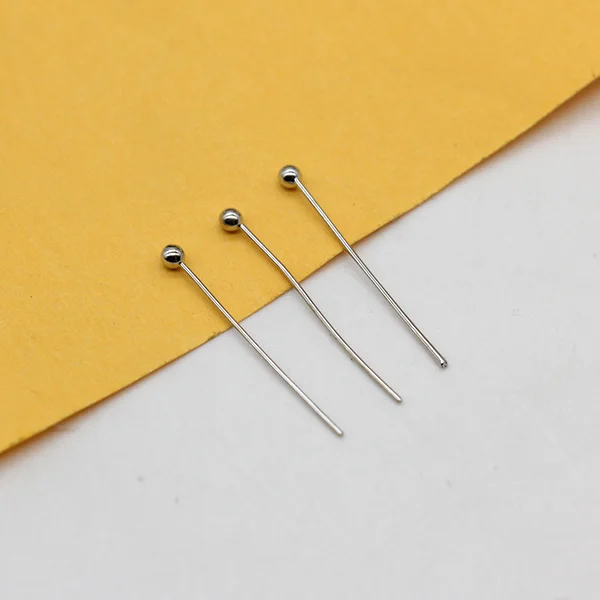 dull silver 100p 16 мм 20 мм 25 мм 30 мм посеребренная позолоченная бронзовая медная шариковая головка шпильки иглы для бисера серьги ювелирные изделия шариковые шпильки - Цвет: dull silver
