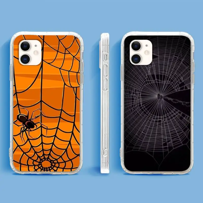 

Spider Web Phone Case For iPhone 13 12 11Pro Max 11 XR XS Max X Mini 8 7 6 SE 2020 Soft Transparent Cover