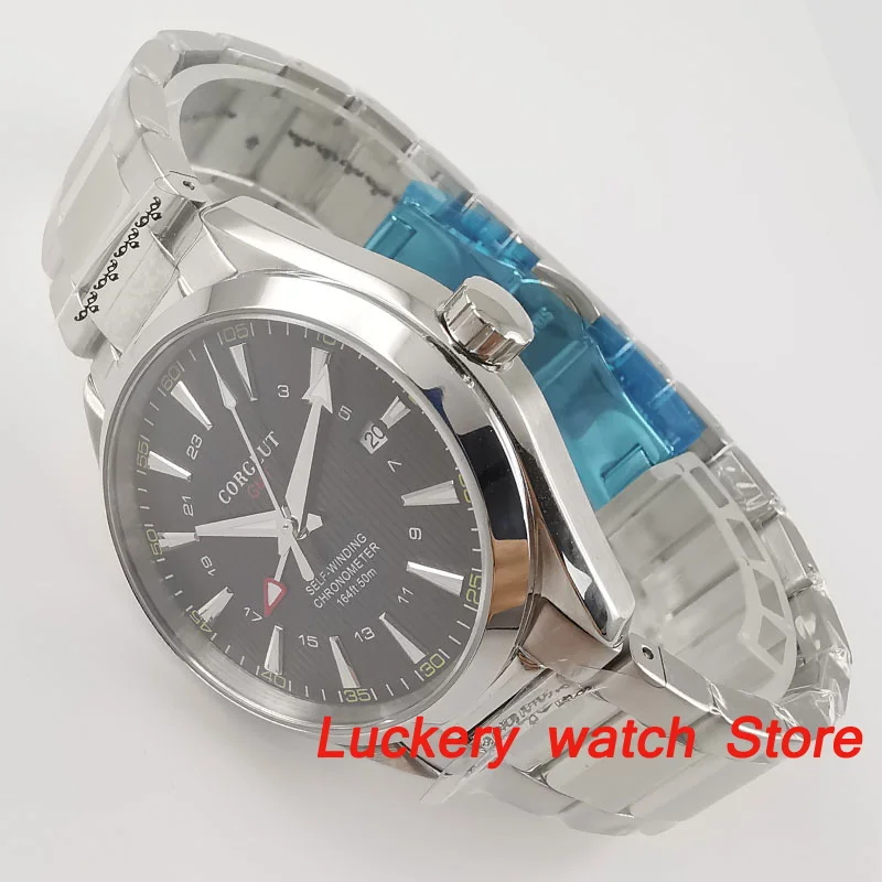 Corgeut 41 мм роскошные механические часы GMT 316L чехол из нержавеющей стали сапфировое