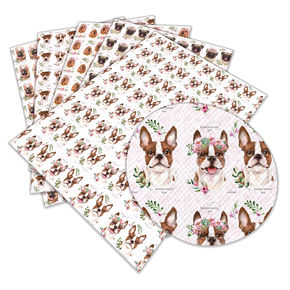 Листы из искусственной кожи с принтом собаки 22 х30 см | Дом и сад