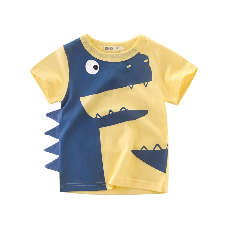 

1-8Y Baby Boys Summer T-shirt Short Sleeve Cotton Tees Dinosaur Print Cool Tops Kids Clothes Graphic T Shirts Funny Shirt