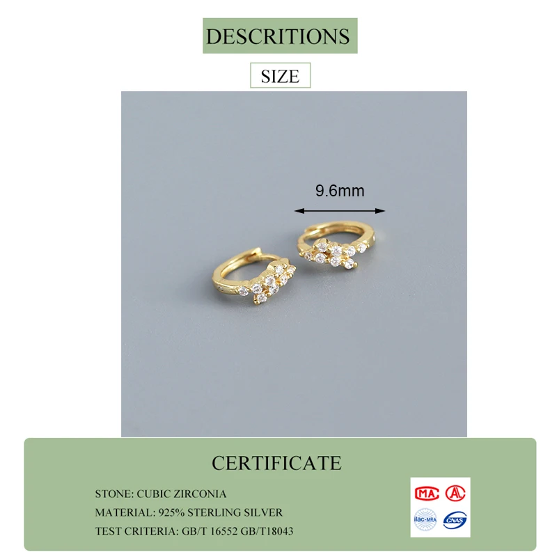 

Real 925 Sterling Silver Colorful Zircon Hoop Huggies Earrings For Fashion Women Hiphop Fine Jewelry Minimalist Accessories