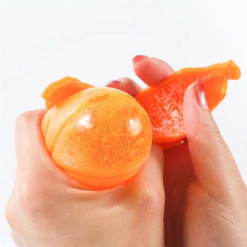 

Sensory Fidget Trick Toy Pinch Banana Orange with Realistic Peel Interactive Prank Toy Squeeze Ball Stress Relief Toy Pinch Toy