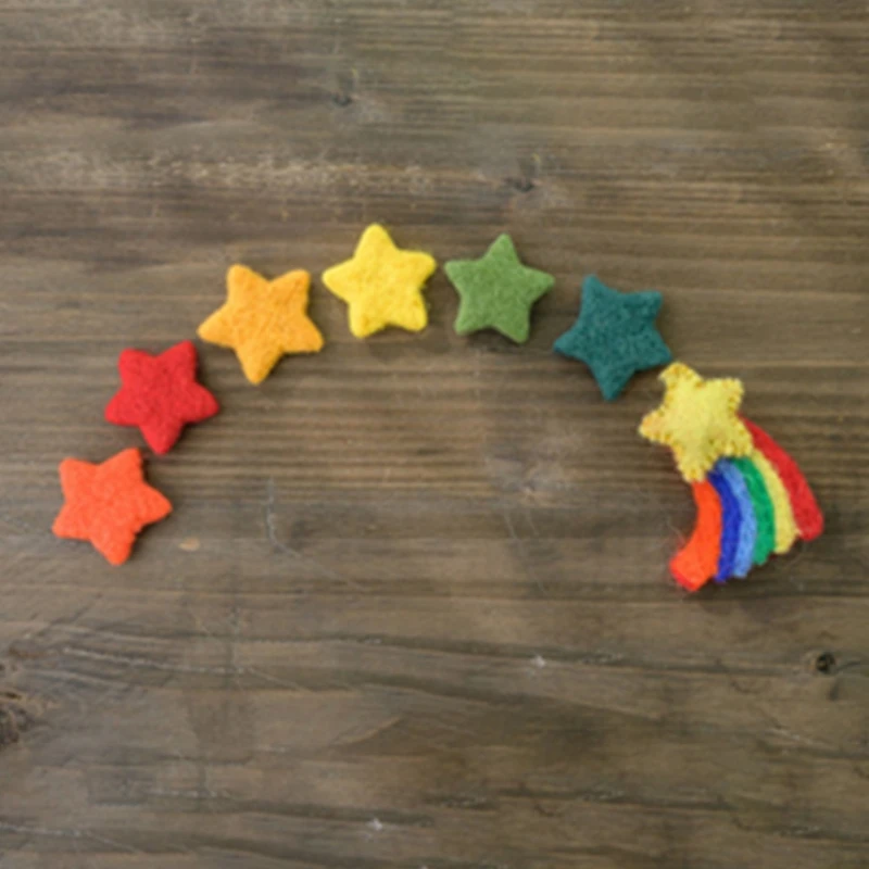 3/5 Uds. DIY de fieltro de lana para beb&eacute;, nubes, estrellas, adornos de amor, decoraciones para fiesta en casa, accesorios de fotograf&iacute;a para reci&eacute;n nacidos-5