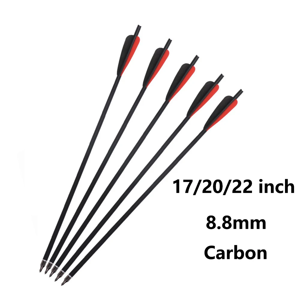 

17/20/22 inch 8.8mm Mix Carbon Arrow for Archery Hunting Crossbow Bolt Arrow with 125 Grain Arrowhead Shooting Game