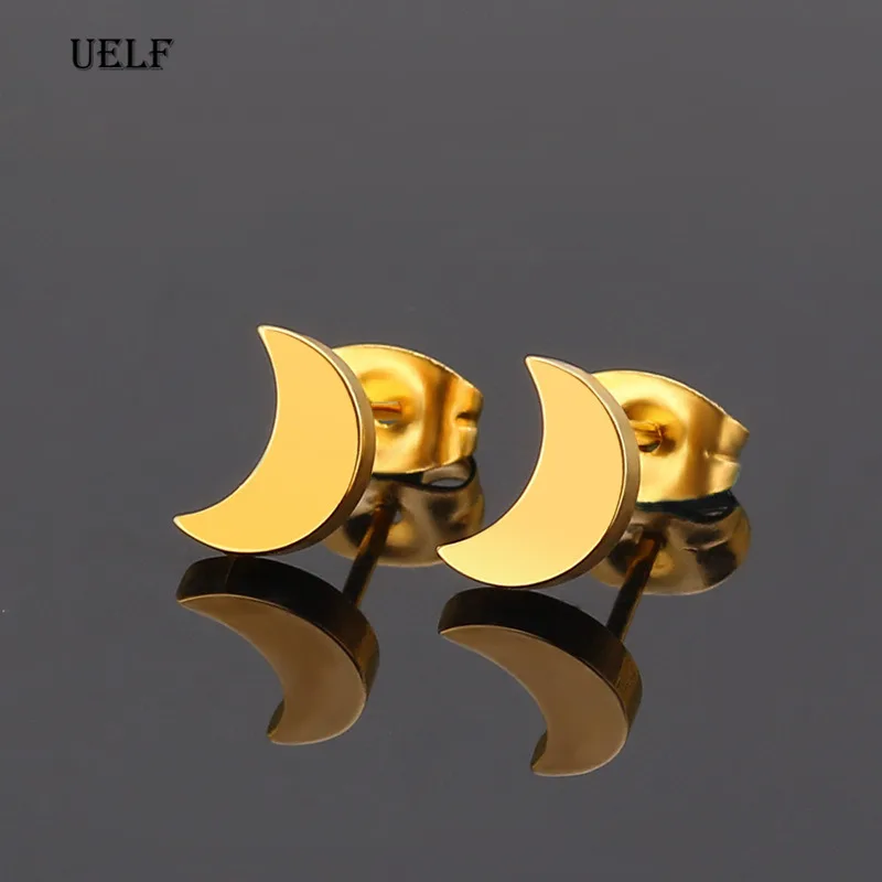 Uelf Мода Полумесяца и лунной фазой серьги с милыми ушками Куртки геометрическим
