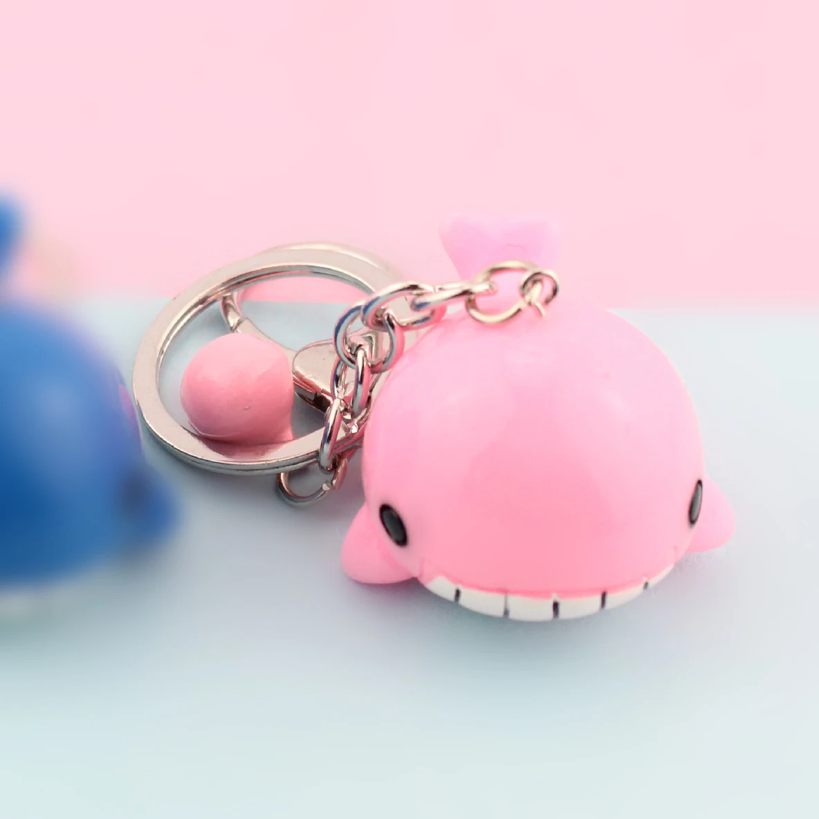 Pink whale Милый аниме-брелок для ключей Медведь Печать дельфин брелки Пингвин сумка с Китом Шарм для девочек брелок для ключей креативный подарок Kpop аксессуары - Цвет: Pink whale