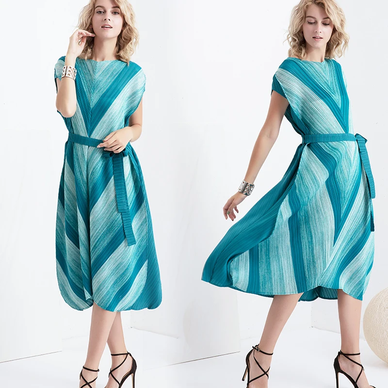 Changpleat 2019 новые женские платья с принтом Miyake плиссированные модные дизайнерские