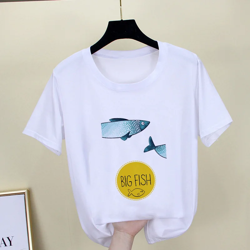 Женская тонкая футболка Harajuku белая хипстерская с коротким рукавом и принтом в