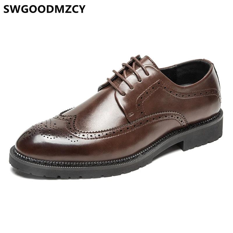 

Leather Shoes Men Classic Italian Men Formal Shoes Coiffeur Brown Dress Luxury Brogue Shoes Men Office Evening Dress Buty Meskie