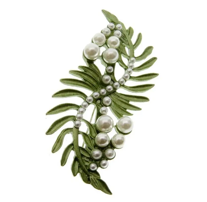 CSxjd 2020 Новый Винтаж ювелирный завод лист растения венок имитация жемчуга брошь