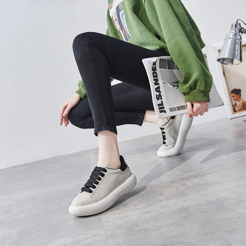 Женские туфли лодочки COOTELILI на нескользящей платформе 4 см шнуровке большие