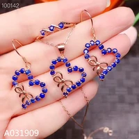 kjjeaxcmy boutique jewelry 925 sterling silver inlaid natural sapphire necklace ring earring female set support detection