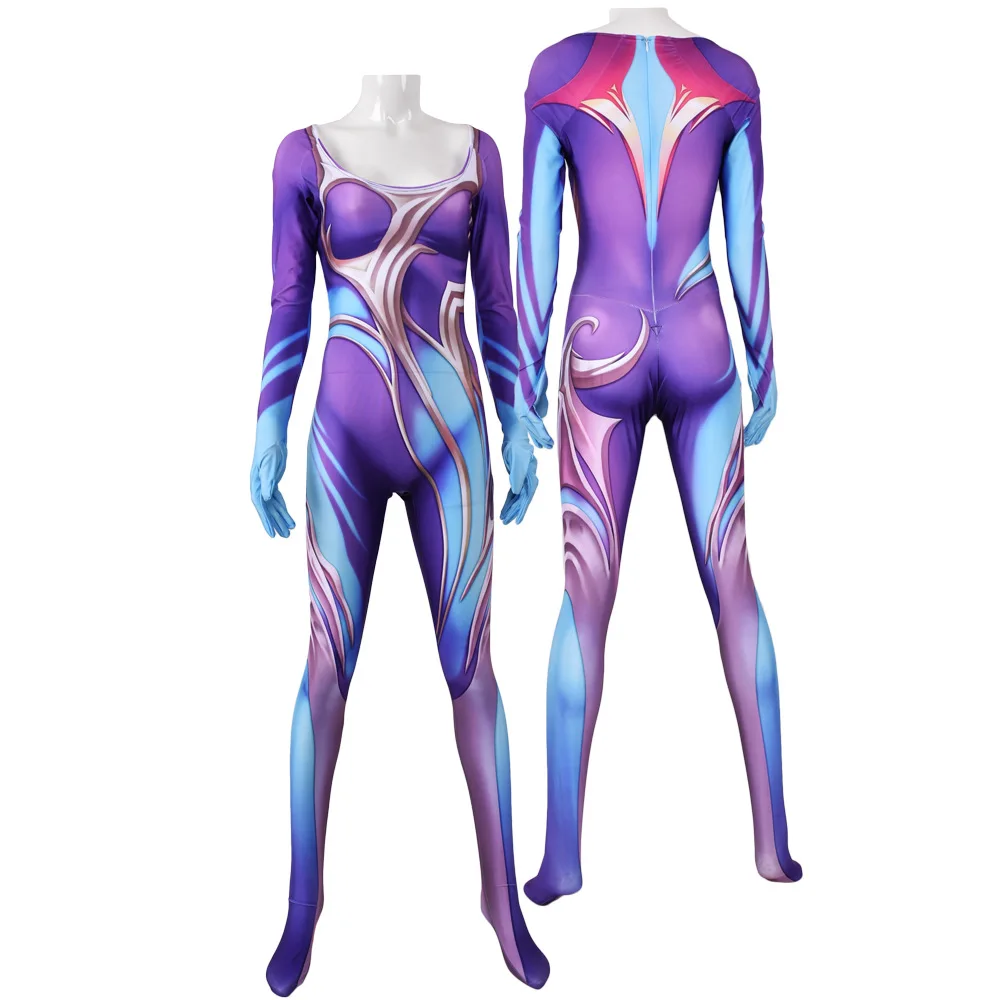 Костюмы для косплея Soraka с 3D-принтом девочек супергероев из игры LOL Zentai облегающий