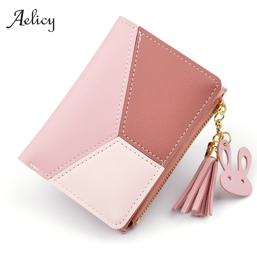 Aelicy, кошелек, короткие женские кошельки, на молнии, кошелек, пэчворк, модные, со вставками, кошельки, трендовые, портмоне, держатель для карт, кожа