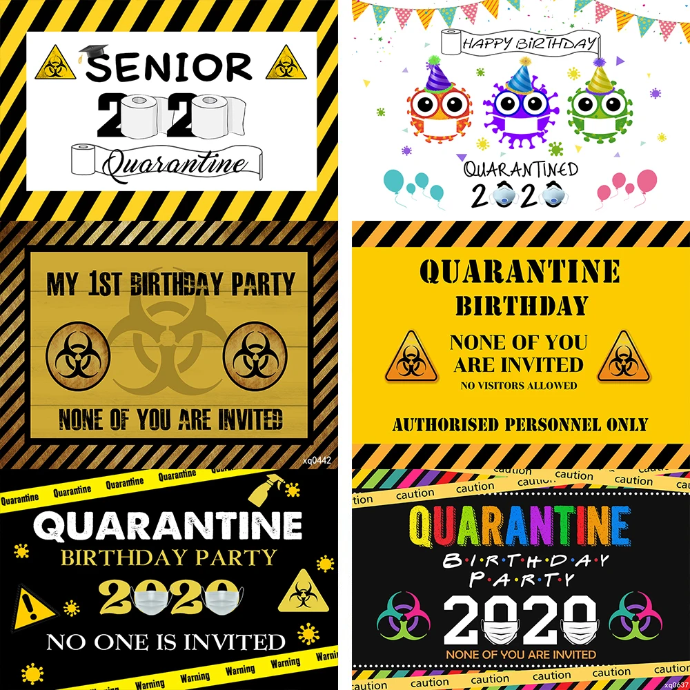 

Quarantine None of you are invited Birthday Party Background Baby Shower Photography Backdrop Photocall Banner