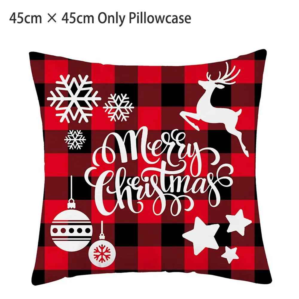 

Christmas Deer Cushion Cover For Sofa Linen Pillowcase 45*45cm Pillows Covers Christmas Decorations Home Snowflake Pillowcase