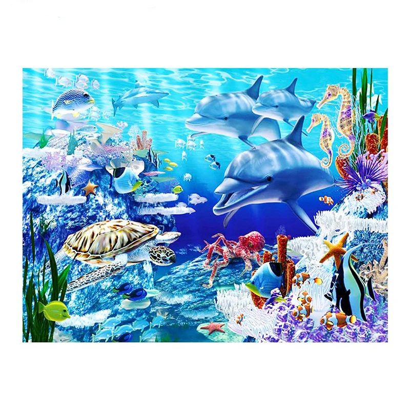 

Дельфин Животное Алмазная картина Полный Круглый морской мир сценический Новый DIY игрушка прилипание дрель крест вышивка 5D домашнее украше...