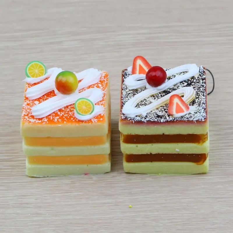 

6x Realistic Artificial Square Cake Bakery Window Fruit Food Display Photo Props