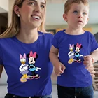 Детская одежда, футболка с изображением семьи, милое платье с круглым вырезом для мамы и дочки, хипстерская Красивая Универсальная футболка Disney, Прямая поставка