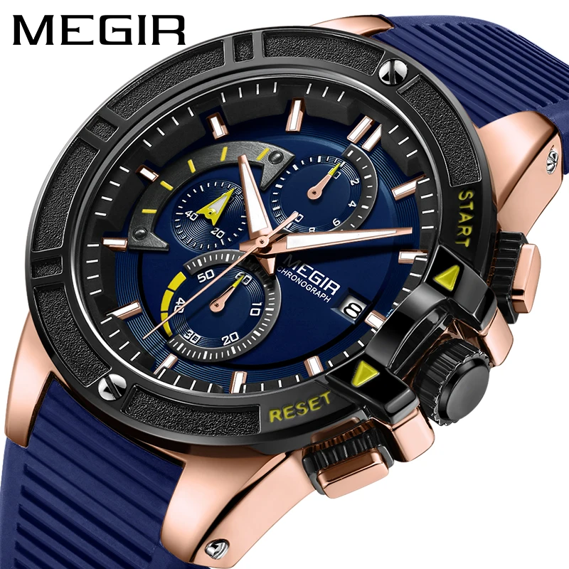 Часы наручные MEGIR Мужские кварцевые брендовые Роскошные водонепроницаемые
