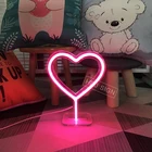 Неоновая светодиодсветодиодный вывеска в форме сердца для Дня Святого Валентина, светильник, подходит для бара, спальни, дома, настольное украшение, настольная лампа, подарок для девушек