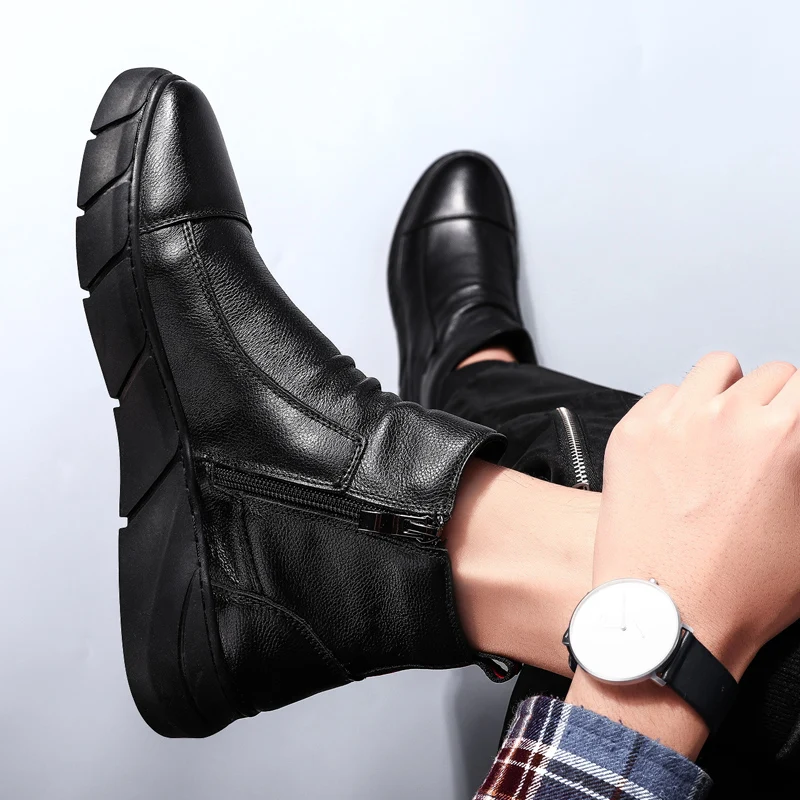 

New Plus Cotton Winter Men Boots Mens Shoes Casual Botas De Hombre High Top Shoes Men High Quality Martin Boots Men Snow Boots