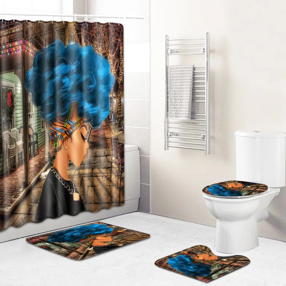 4 шт. африканские и американские женские занавески для душа набор ковриков ванной