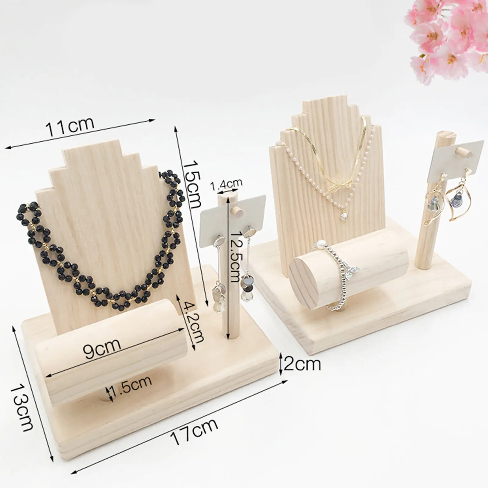 Solid Wood Jewelry Display Stand Home Decor Organization T-Bar Rack Holder for Necklace Watch Counter Shop Lover Wife Gifts t bar bracelet necklace jewelry display stand for home organization wood watch rack holder