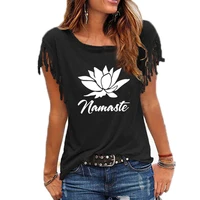 namaste print women tshirt casual cotton hipster funny t shirt for girl top tees