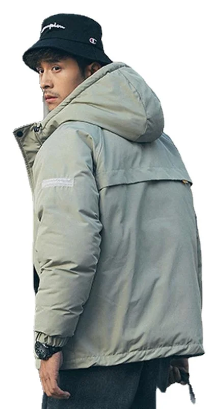 Mens Parkas Casual Loose Down Wear for Men Thicked Trendy Cotton Wadded Jacket Fashion Solid Men Winter Jacket
