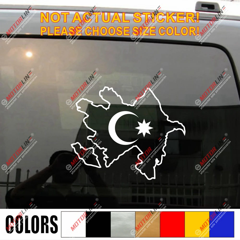 Наклейка с изображением флага полумесяца звезды карты Азербайджана Виниловая