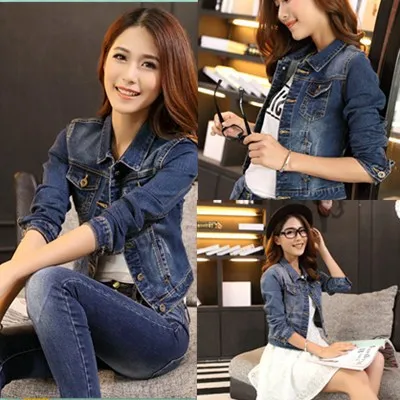 

Korean Denim Jackets for Women Autumn Streetwear Pockets Single Breasted Female Slim Jeans Jacket Denim Coat Veste En Jean Femme